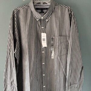 Tommy Hilfiger Shirt Mens XXL Gray White Plaid Custom Fit Long Sleeve Button